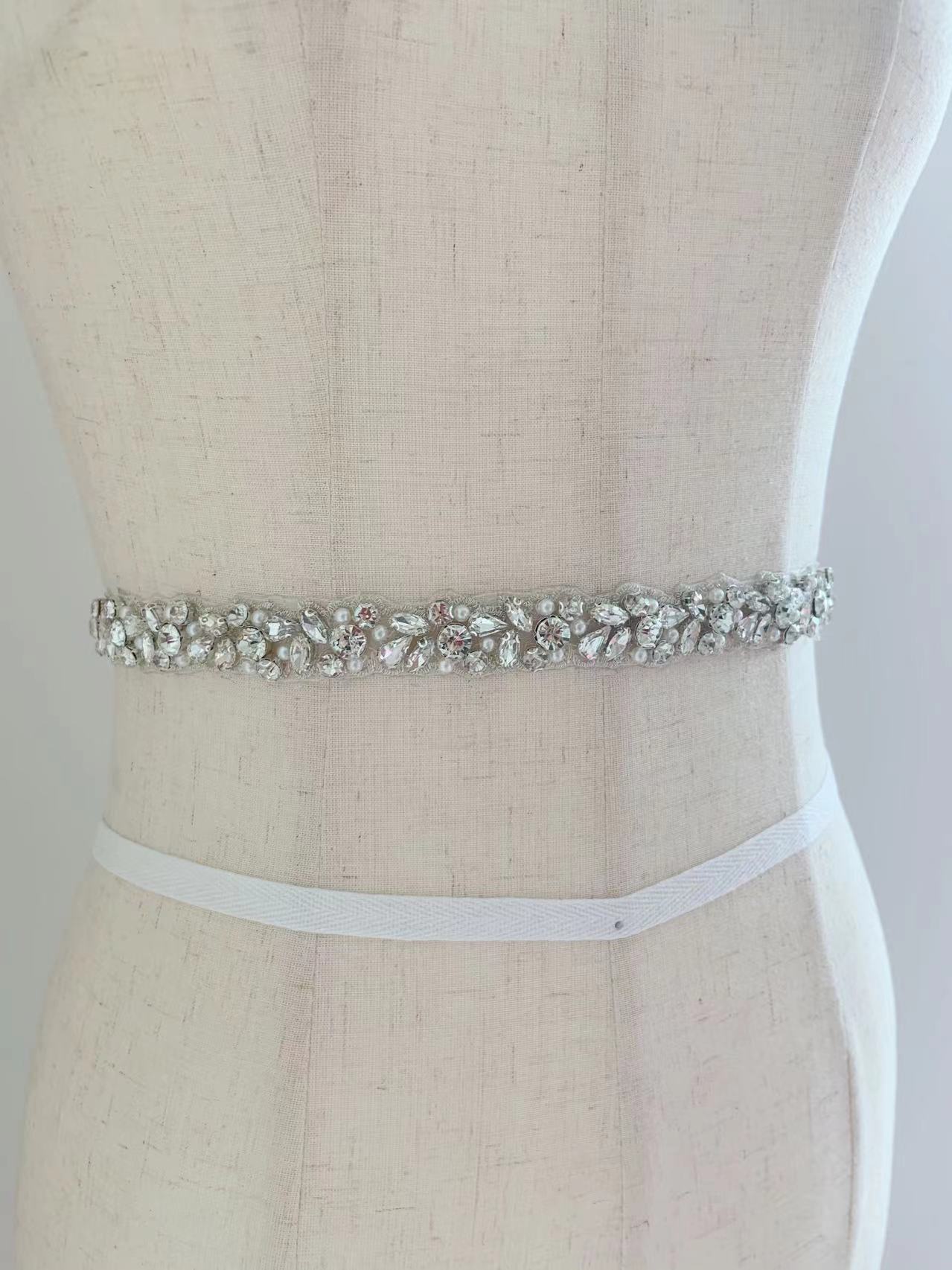 Bridal Sash Ribbon - 1 iarda/5 metri di cristallo argento