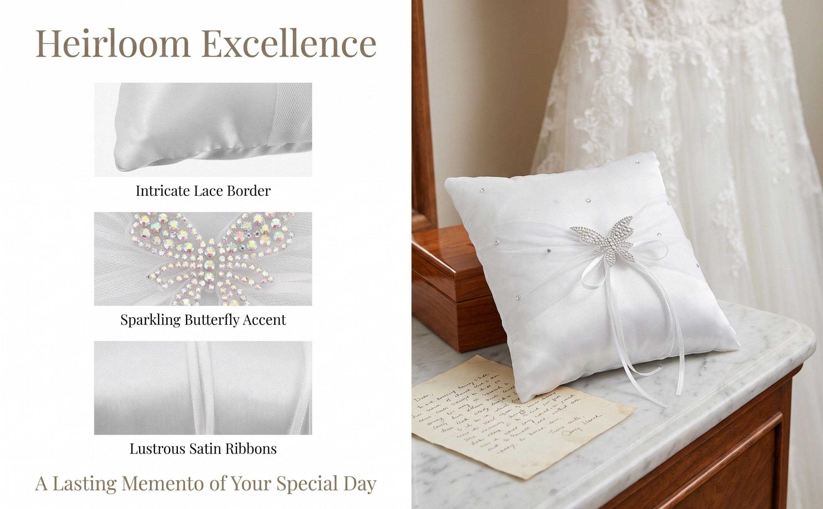Ring Bearer Pillow - Cuscino per Anelli Nuziali in Raso