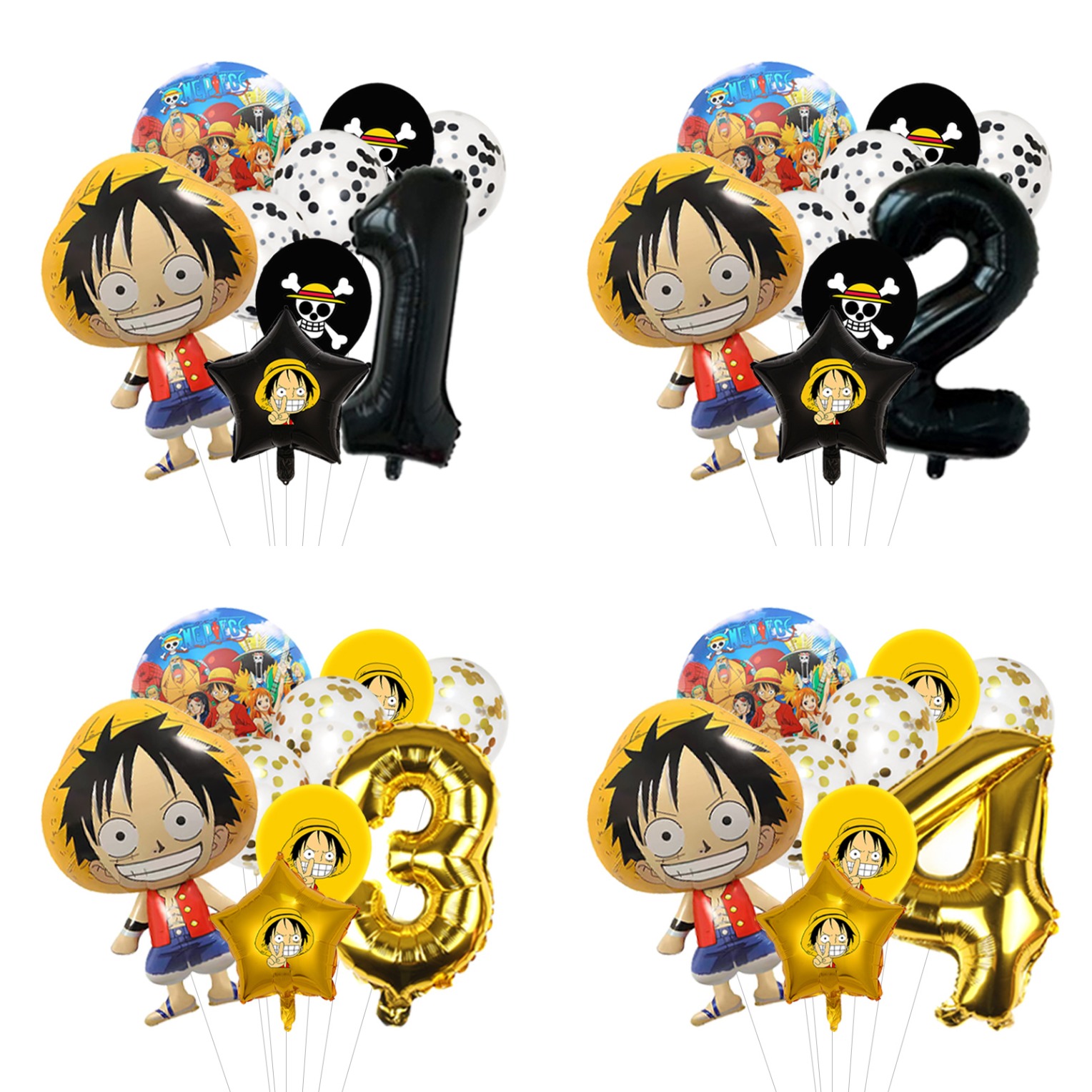 Photo Booth Prop - Kit Palloncini Compleanno One Piece: Luffy