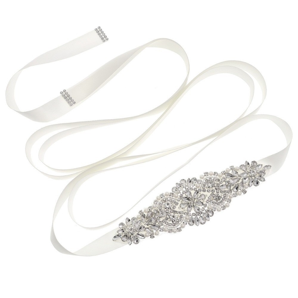 Bridal Sash Ribbon - Cintura Nuziale Lunga in Nastro Argentato