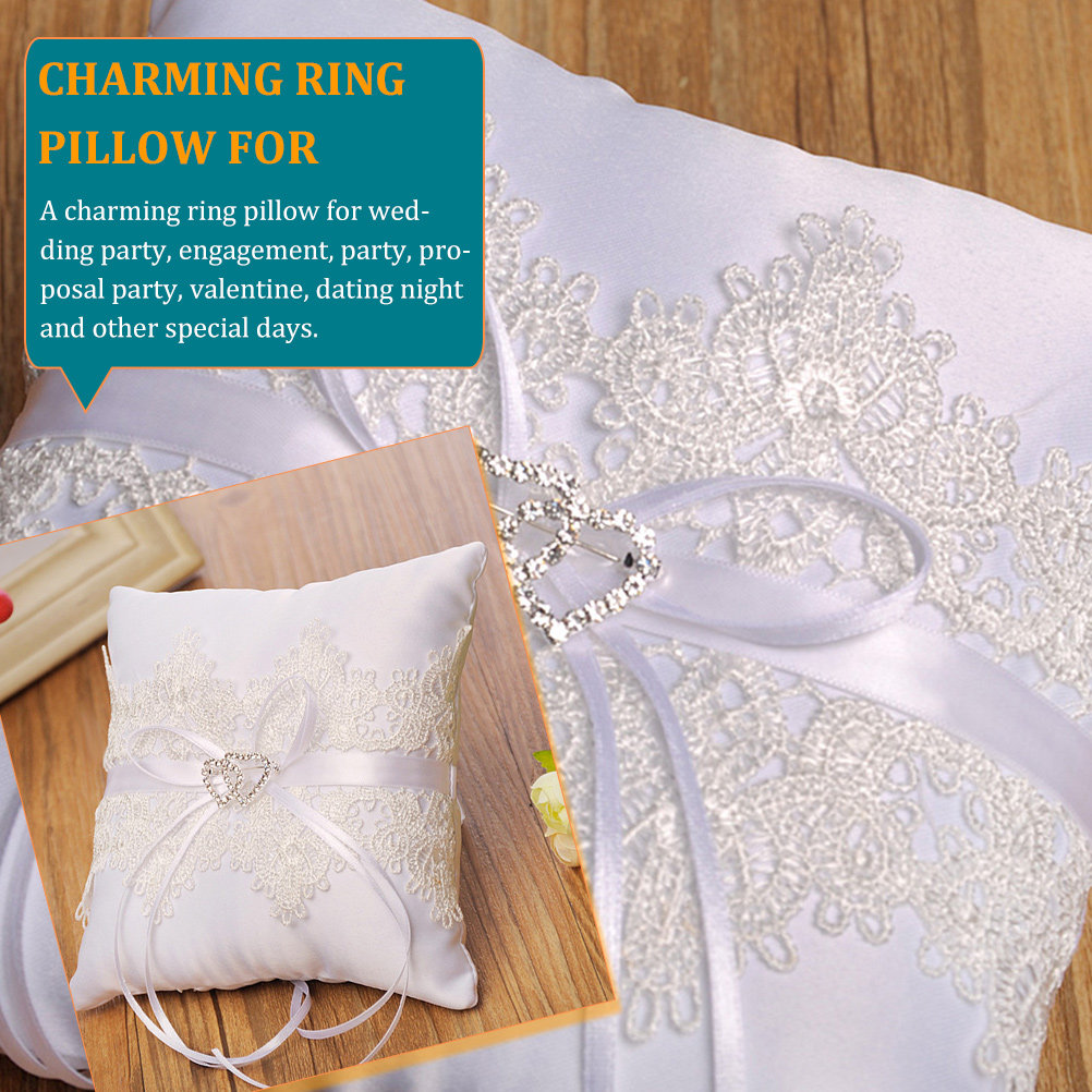 Ring Bearer Pillow - Elegante cuscino per anelli nuziali, decorato